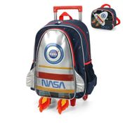 Kit Mochila de Rodinhas Lancheira Luxcel Nasa Vermelho