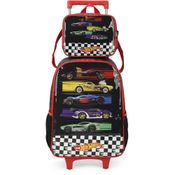 Kit Mochila de Rodinhas e Lancheira Luxcel Hot Wheels Preto