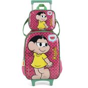 Kit Mochila Rodinhas Lancheira Luxcel Turma da Mônica Pink