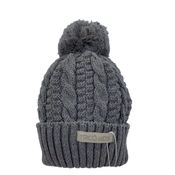 Gorro de Tricô Para Meninos Com Pompom Cinza Claro