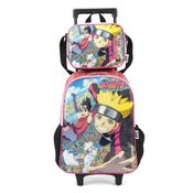 Kit Mochila de Rodinhas Lancheira Luxcel Boruto Vermelho