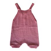 Jardineira Romper de Tricô Trançado Tricô Kids Rosa Mescla