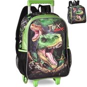 Kit Mochila de Rodinhas e Lancheira Clio Style T-Rex Attack