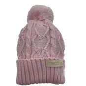 Gorro de Tricô Para Meninas Com Pompom Rosa Claro