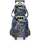 Kit Mochila de Rodinhas Lancheira Luxcel Batman Preto