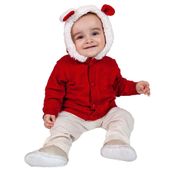 Casaco de Bebê Tricô Kids Com Capuz Vermelho