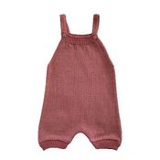 Jardineira Romper de Tricô Liso Tricô Kids Rosa Mescla