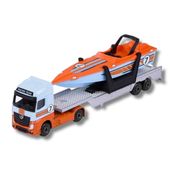 Miniatura Caminhão Mercedes Benz Actros E Lancha Transporter 19 Cm Majorette