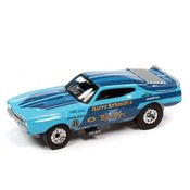 Miniatura Carro Ford Mustang Funny Car 1973 1/64 Azul Johnny Light