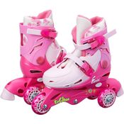 Patins Infantil Tri-Line Ajustável do 30-33 Rosa - Fênix