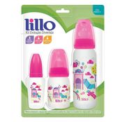 Kit Com 3 Mamadeiras Lillo Evolução Rosa 50/120/240ml - 614831