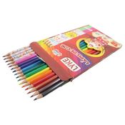 Kit Escolar Lápis De Cor 12 Cores Em Resina Plástica Com 4 Lápis Grafite