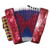 Mini Acordeon Sanfona Infantil 3 Baixos 7 Notas Musicais Vermelho