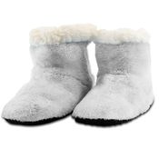 Pantufa Infantil Bebe Cinza Claro Peluciada com Velcro