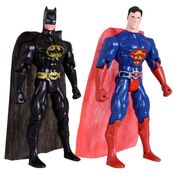 Kit Dupla De Heróis Super Homem e Batmam Traje Articuláveis