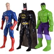 Kit Trio Brinquedos Hulk Capitão America Batmam Traje 29cm