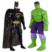 Kit Dupla De Heróis Incrível Hulk Batmam Traje Articuláveis