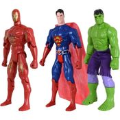 Kit Trio Brinquedos Incrível Hulk Homem De Ferro Super Homem