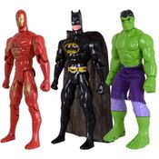 Kit Trio Brinquedo Incrível Hulk Batmam Traje Homem De Ferro