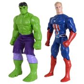 Kit Dupla Heróis Incrível Hulk Capitão América Articuláveis