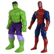 Kit Dupla De Heróis Incrível Hulk Homem Aranha Articuláveis