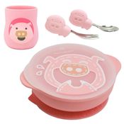 Kit de Alimentacao com Copo Anatomico Marcus & Marcus - Porquinha Pokey (Rosa / MNMLS19-PG)