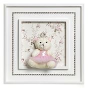 Quadro Princesa Strass Ursa Grande Rosa