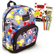 Mini Mochila Escolar Infantil 25cm Disney Mickey para Meninos e Meninas, Cinza