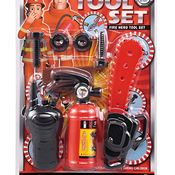 Kit Ferramentas Bombeiro Com Extintor Serra Infantil 7 Pçs