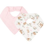 Kit Com 2 Babinhas Babador Bandana Ursinho Rosa Hug