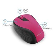 Mouse Sem Fio Wave Conexão Usb 1200dpi 3 Botões Ergonômico Rosa - MO214OUT [Reembalado] MO214OUT