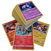 50 Cartas Pokemon Original Sem Repetições Com 02 RARAS Brilhantes Garantidas