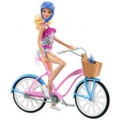 Conjunto de Bicicleta para Boneca Barbie com Acessórios e Boneca, Rosa