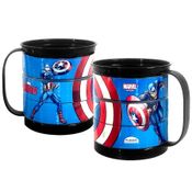 PLAS - Kit 2 Caneca Divertida Capitão America 360ml 14483