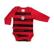 Body Bebê Flamengo Listras Manga Longa Oficial