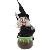 Boneco Halloween Bruxa Mabel Com Caldeirão Musical Com Som e Movimento Automático Aterrorizante Decoração Casa