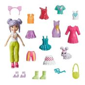 Boneca Polly Pocket Conjunto Shani Coelho + 19 Acessórios