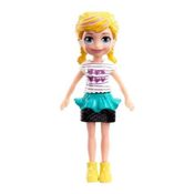 Boneca Polly Pocket Loira De Saia Verde Com Sapato Amarelo