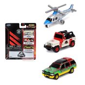 Set Com 3 Mini Carrinhos Jurassic Park Nano Hollywood De 4cm