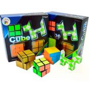 Kit Cubo Mágico Fanxin 3x3x3 + 2x2x2 + Mirror 2x2x2 + Puzzle