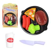 Kit Cozinha Infantil Com Prato Faca Salsicha E Pizza 7 Peças