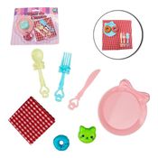 Kit Cozinha Infantil Com Talheres E Prato Toalha E Comida