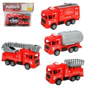 Kit 4 Caminhão Dos Bombeiros A Fricção Com Escada E Mangueir