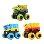 Carrinho Monster Truck Dinossauros Fricção Com Transporte