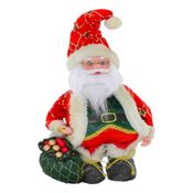 Boneco Papai Noel Musical Com Saco De Presente De 37cm