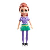 Boneca Polly Pocket Ruiva Com Roupa Roxa Lila 7,5cm