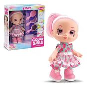 Boneca Emily Girls Fashion Cabelo Rosa Com Vestido Coração