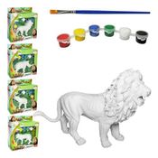 Animais Selvagem De Pintar Com 6 Tintas + Pincel  De 22cm