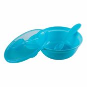 Pratinho Tigela - Bowl com Tampa e Colher - 300ml - Azul - Buba