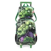 Kit Mochila de Rodinhas Lancheira Luxcel Avengers Hulk Verde